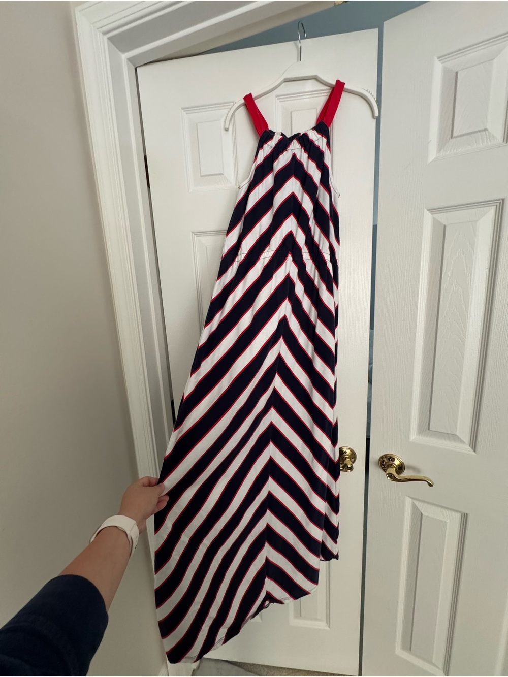Gymboree Navy, White & Red Chevron Midi Dress